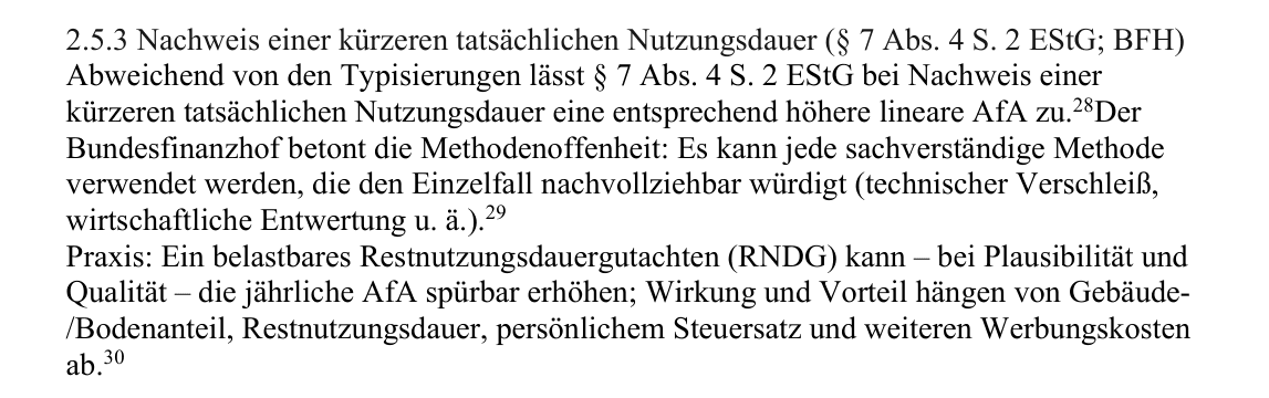 Auszug aus der Masterarbeit, Kapitel 2.5.3: Nachweis einer kürzeren tatsächlichen Nutzungsdauer